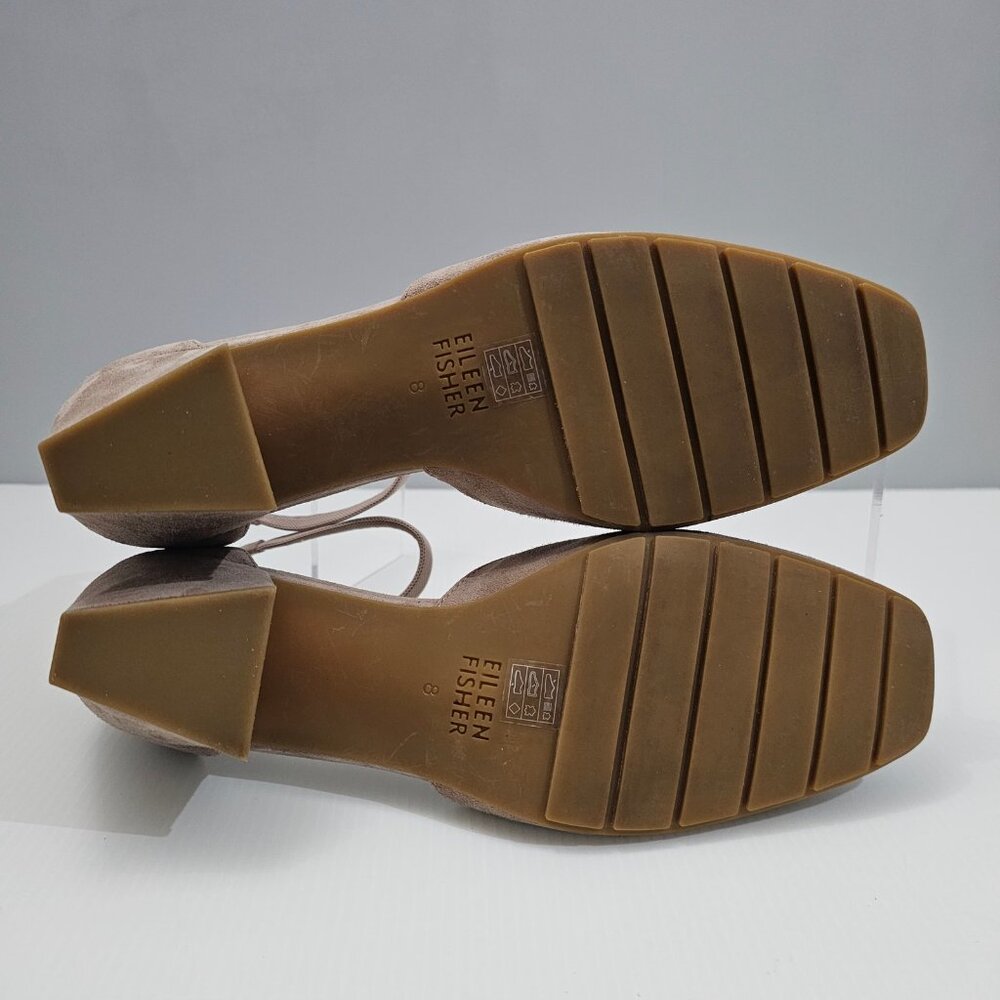 Eileen Fisher Veery Heel Pump Ankle Strap Zip Earth Tan Suede Size 8 NEW - Picture 14 of 16